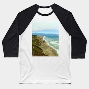 Paraglider above Pacific Ocean in California Baseball T-Shirt